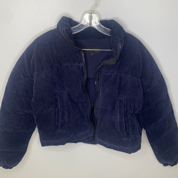 RARE Kendall and Kylie corduroy puffer cropped zip up jacket xs/small - Picture 8 of 11